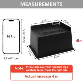 HANIHUA 8 Pack Bed Risers 4 inch Heavy Duty, Oversized Furniture Risers, Extra Wide Bed Lifts Risers for Table, Sofa, Dorm Twin XL, Couch, Desk, Bed Frame Risers Supports Up to 6,500 Lbs
