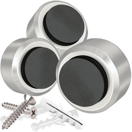 PLURI - Premium Door Stopper Wall Stainless Steel [Set of 3] - Free Mounting Material, Wall Buffer Rubber Buffer Door Buffer Door Stopper Door Handle Wall Protection Door Lever Wall Mounted