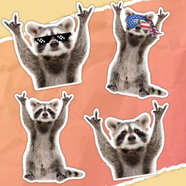 (12 Pcs) Raccoon Stickers, Funny Rocking Raccoon Cute Car Decal, Possum Racoon Gifts Waterproof Sticker Decal Car Laptop Wall Window Truck Bumper Stickers