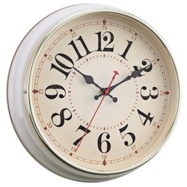 HYJOOY Wall Clock Metal 12.4" Retro Vintage Wall Clocks Countryside Style Silent Non Ticking Easy to Read for Living Room, Kitchen, Bedroom, Office, Bar(12.4" Beige)