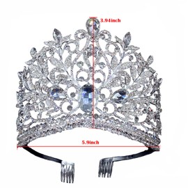 Wedding Tiaras and Crowns with Combs for Women, Crystal Queen Crown Silver Wedding Tiara for Bride, Princess Headpieces Quinceanera Pageant Crown Diadem for Birthday Prom