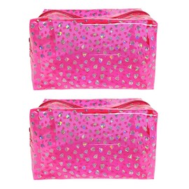 TotePrint Waterproof Transparent Makeup Bag Shiny Diamond Pattern Bag 2pcs, pink, Modern