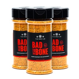 The Spice Lab Bad to the Bone Barbecue Seasoning - 6.1 oz Shaker Jar 3 Pack - All-Natural Dry Rub for Meats, Steaks, Chicken, Pork & More - Kosher & Non-GMO - Great for Grilling & Roasting - 7012