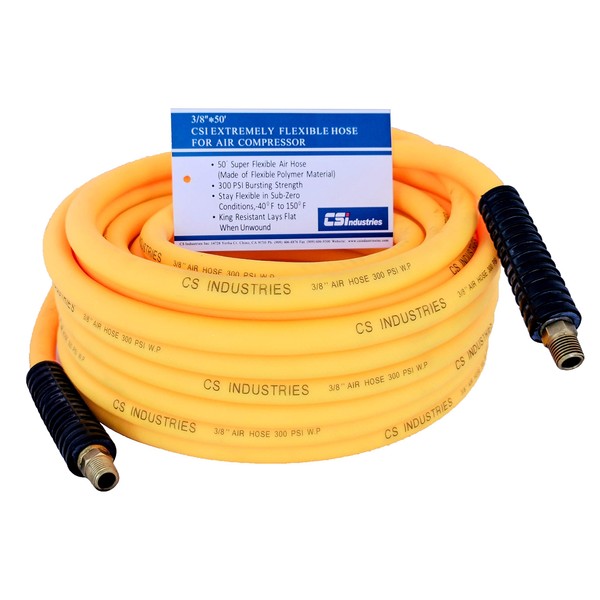 Hybrid polymer flex, Air Hose, 3/8'' ID x 50', Orange,