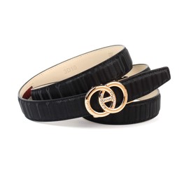 Anthoni Crown Women's Leather Belt, black