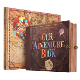 Our Adventure Book Scrapbook Photo Album Travel Journal Book, Retro Style Embossed Cover, Photo Book Kit For Couples, Memory Book For Anniversarys Wedding,Valentines Day Gifts, Travel Diary