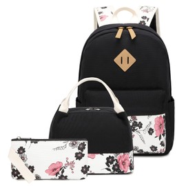 Goodking Teen Girls School Backpack Kids Bookbag Lightweight Travel Laptop Backpack Stylish Casual Daypack with Lunch Box Pencil Case