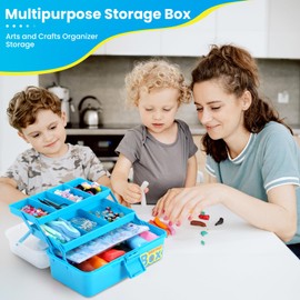 SMMYMGF 3-Layer Tackle Box Organizer, Storage Tool Box,Art & Crafts Case,Sewing Supplies Organizer,Fishing Tackle(blue)