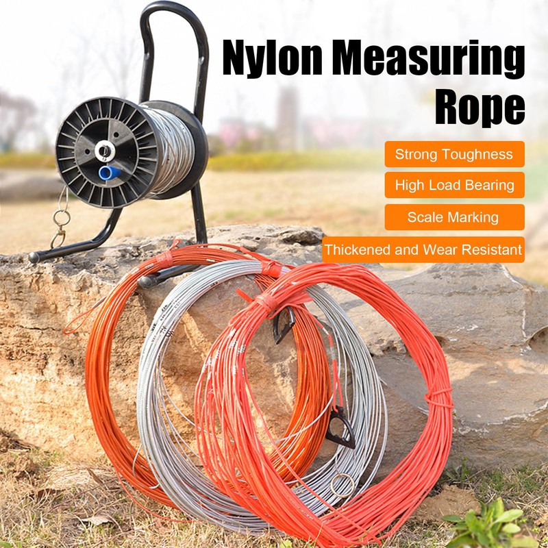 Deep Well Measuring Rope, 328.1ft 100M Nylon Depth Gauge Tape,