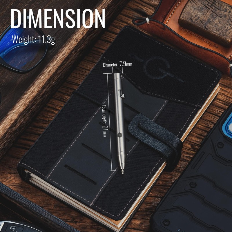 KeyUnity Titanium Retractable Silver Polished Ballpoint Pen - Fine Point