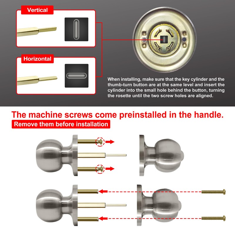 BESTTEN Keyed Entry Door Knob with Lock, Interior and Exterior
