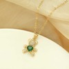 Wendalern Cubic Zirconia Bear Necklace Green Heart Crystal Teddy Bear