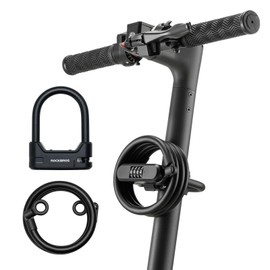ROCKBROS Bicycle Lock Combination Lock U Shackle Lock with Cable, High Security Lock Made of Hardened Steel, Weatherproof Anti-Theft Accessories for E-Bike, Scooter, Motorcycle, Outdoor