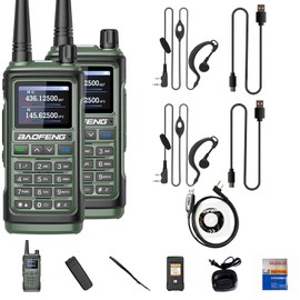 BAOFENG 2 Packs UV-17R Walkie Talkie Long Range Dual Band USB-C Charging Two Way Radio for Adult 999 Channels DTMF VOX 1800mAh Enlarge Battery with Programming Cable and Headset