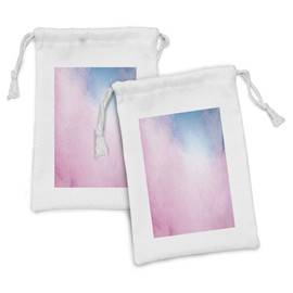 Lunarable Blush Fabric Pouch Set of 2, Cotton Candy Effect with Pastel Blue and Pink Colors Fluffy Carnival Sweets, Small Drawstring Bag for Toiletries Masks and Favors, 9" x 6", Azure Blue Pale Pink