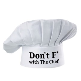 Hyzrz Funny Chef Hat-Don't F with The Chef-Adjustable Kitchen Cooking Baker Grill Costume Hat Cap for Men & Women, White, One Size