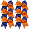 8 Inch 2 Colors Cheerleader Bows Ponytail Holder with Bling