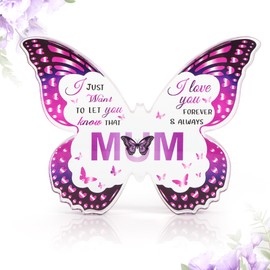 Acrylic Gifts for Mum Butterfly-Shaped Acrylic Plaque, Mother's Day Present for Mum, Best Mum Birthday Gifts from Daughter Son, Romantic Birthday Gifts for Mum (Mum)
