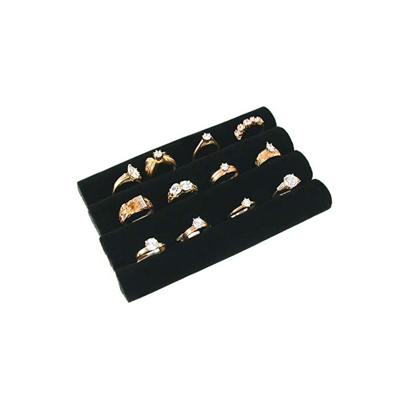 FindingKing 3 Continuous Slot Black Velvet Ring Display Tray Insert