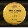 THE CURE Concert Ticket Stub Pin Button Jumbo 2.25" Badge