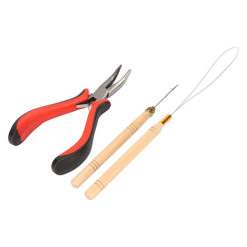 Hair Extension Tool Kit with Silicone Rings Crochet Pulling Hook