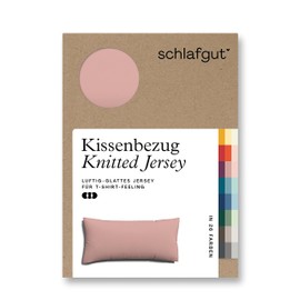 schlafgut Knitted Jersey Cushion Cover 40 x 80 cm Purple Mid Plain Soft Premium Pillowcase Single, Wrinkle-Free with Elastane