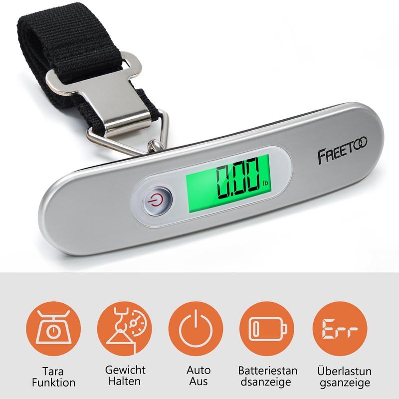 Freetoo Digital Luggage Scales, Portable Hanging Scales, LCD Display with