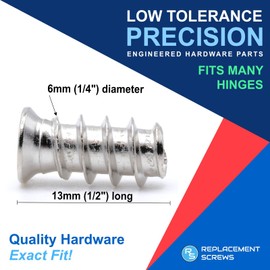 ReplacementScrews M6.1 x 13mm (1/4 in x 1/2 in) Euro Screws - 2.3mm Pitch (11 TPI) - Flat Head, Pozi Drive - Zinc Plated Wood Screws (Pack of 25)