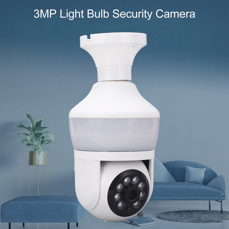 3MP Light Bulb Security Camera 360 Degree Wifi Outdoor Indoor