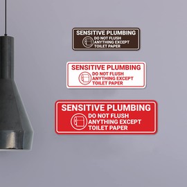 Standard Sensitive Plumbing Do Not Flush Anything Except Toilet Paper Sign (Navy Blue/White) - Large