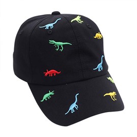 Miyanuby Baby Kids Baseball Caps Cotton Adjustable Summer Sun Hats for Toddler Baby Boys Girls Cartoon Dinosaur Hats Black