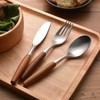 Avocrafts Flatware Silverware Cutlery Set, Stainless Steel, Teak Wood Dining