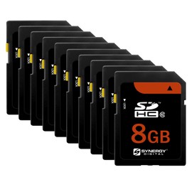 Synergy Digital 8GB Secure Digital SDHC UHS-I Memory Cards, Compatible with Nikon Coolpix S3500 Digital Camera - Class 10, U1, 20MB/s, 300 Series - Pack of 10