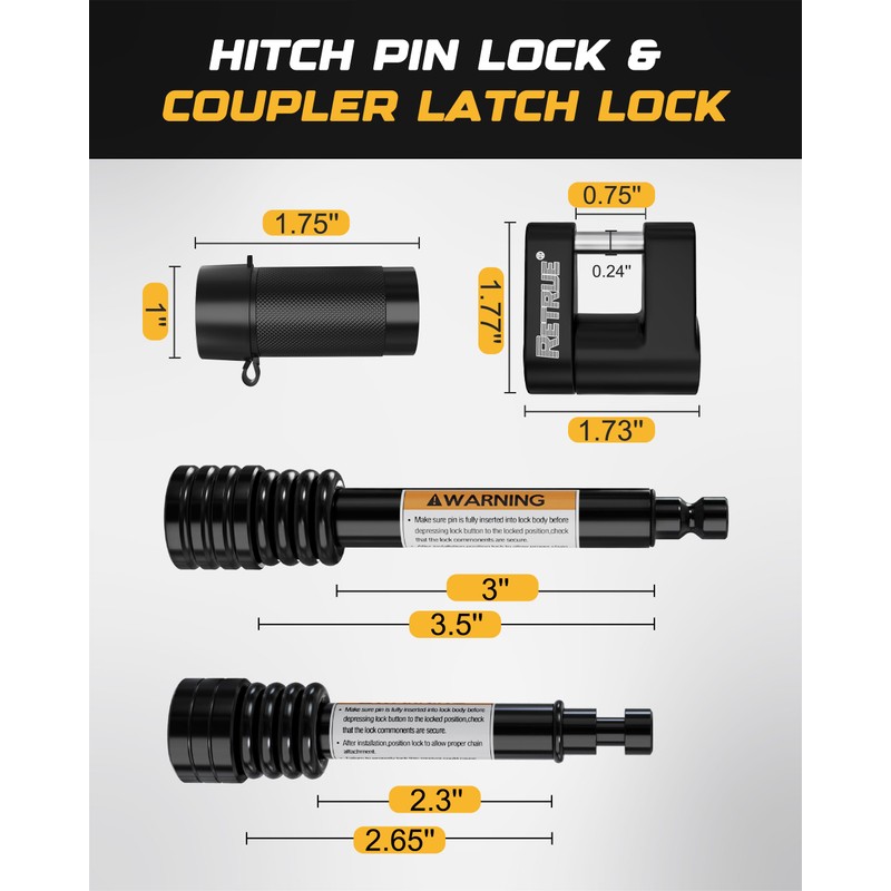 RETRUE Keyed Alike Trailer Lock Set Tow & Store Lock