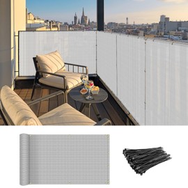Coarbor 3'x3' Balcony Privacy Fence Screen Mesh Balcony Cover for Balcony Porch Verandah Deck Terrace Patio Backyard Railing 160GSM Up to 90% Blockage Grey