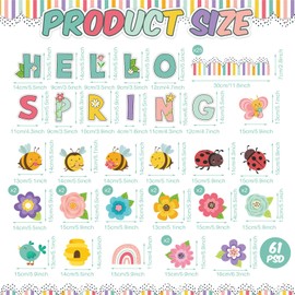 Pasimy Hello Spring Bulletin Board Decorations Spring Classroom Decoration Springtime Flower Bulletin Boards Floral Butterfly Bee Paper Cutouts for School Home Office Door Wall Window Easter Party