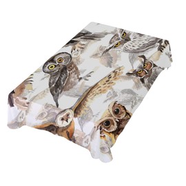Dallonan Table Decoration for Party Owl Wildlife Watercolor Style Rectangle Table Cloth Polyester Tablecloth Square Table 60 Inch for Dinner Table Decor