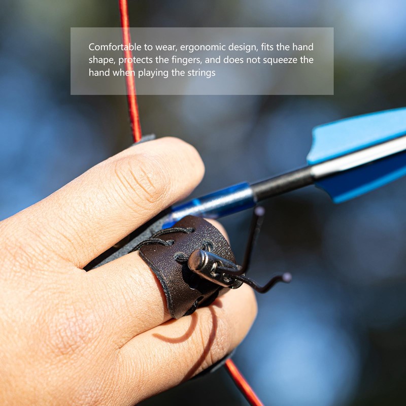 Prespollw Leather Archery Finger Tab – Double Layer Right-Hand Grip