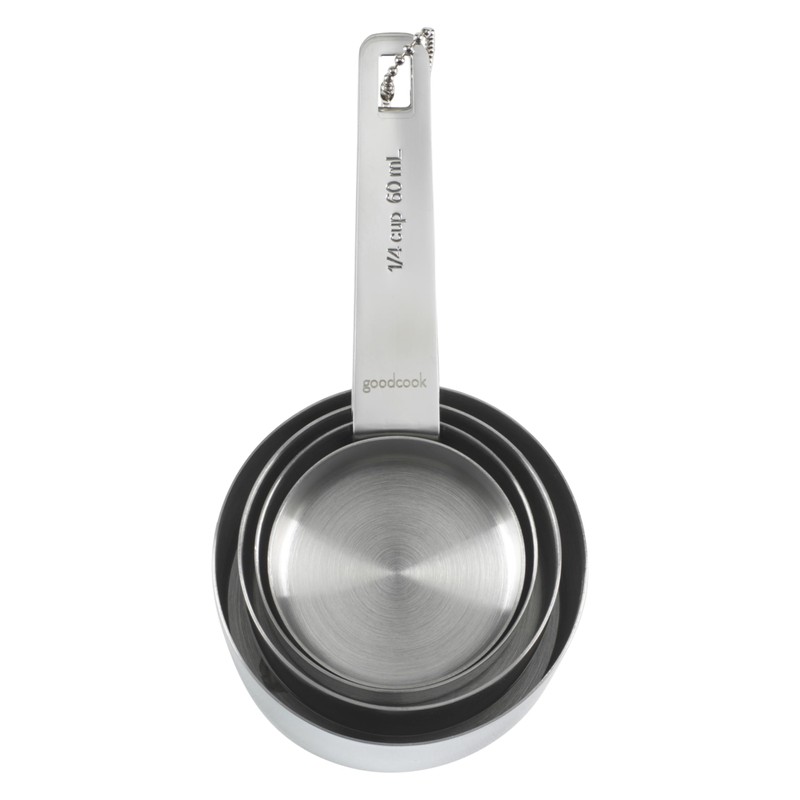 GoodCook Gourmet Measuring Cup Set, Stainless Steel 4-pc., 1/4, 1/3,