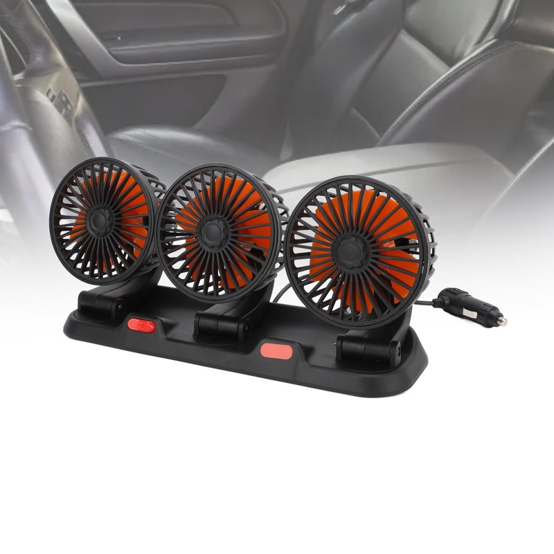 Three Head Car Fan 2 Speed Adjustable 360 Degree Rotation