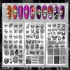 PH PandaHall 3 Pieces Nail Stamping Plate with Flower Skull