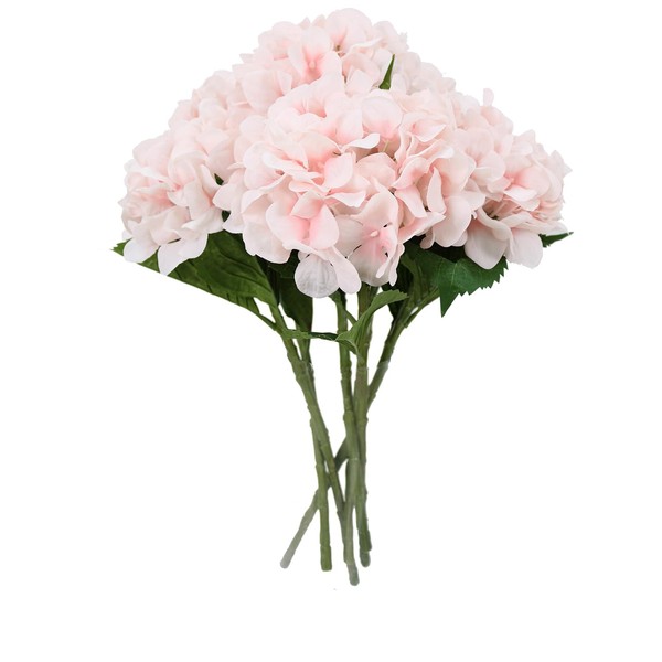 COLMOXY 6 Pcs Baby Pink Hydrangea Artificial Flowers Bouquets, Silk