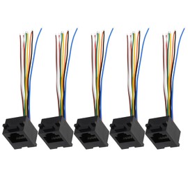 ECSiNG Pack of 5 RJ45 Telephone Adapter Cable 8P8C RJ45 Female Wired Suitable for Telephone Fax Machine Intercom Doorbell Video Doorbell 10 cm