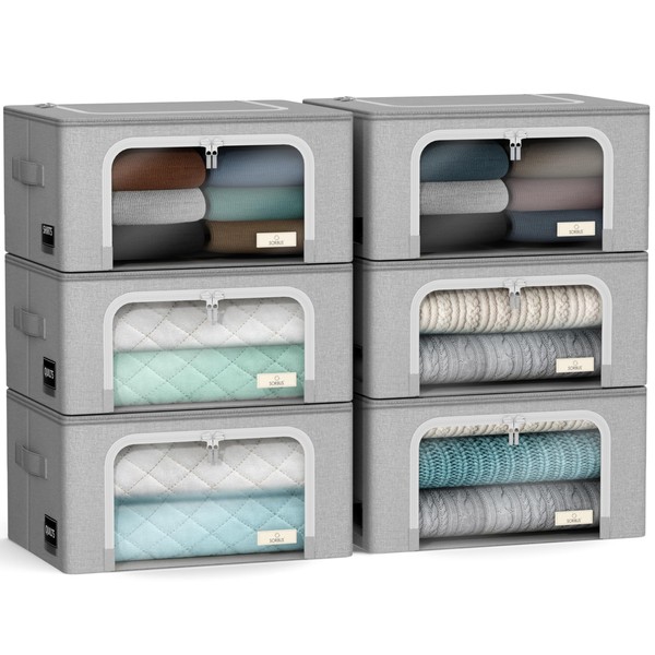 Sorbus Storage Bins with Metal Frame - Stackable & Foldable