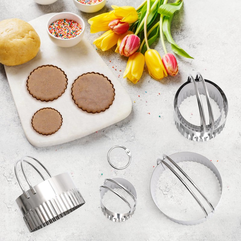 3+5 Cookie Stamps Biscuit Cutter Set, Luxiv 3 Molds Metal