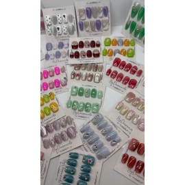 Handmade GRAB BAGS 4 pairs RANDOM DESIGN HANDMADE NAILS 3D collection sz Small  Short LOT