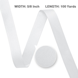 Loomjoyz Double Face White Satin Ribbon 5/8 inch 100 Yard Satin Ribbon Craft Fabric Ribbon for Gift Wrapping Bouquet Wedding Party Decorations