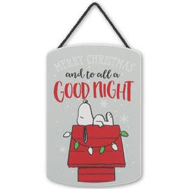 Peanuts Snoopy And To All A Good Night Hanging Wood Wall Decor - Cute Snoopy Christmas Decoration for Home