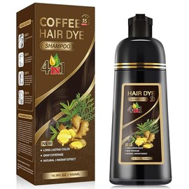 Hair Dye Shampoo, Shampoo Hair Dye, Champú Tinte Instantáneo 4 En 1, Suave y delicado, Cobertura de Canas, larga duración, Adecuado Para HombresY...  