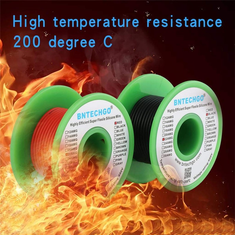 BNTECHGO BNTECHGO 22 Gauge Silicone Wire Spool red 25ft and